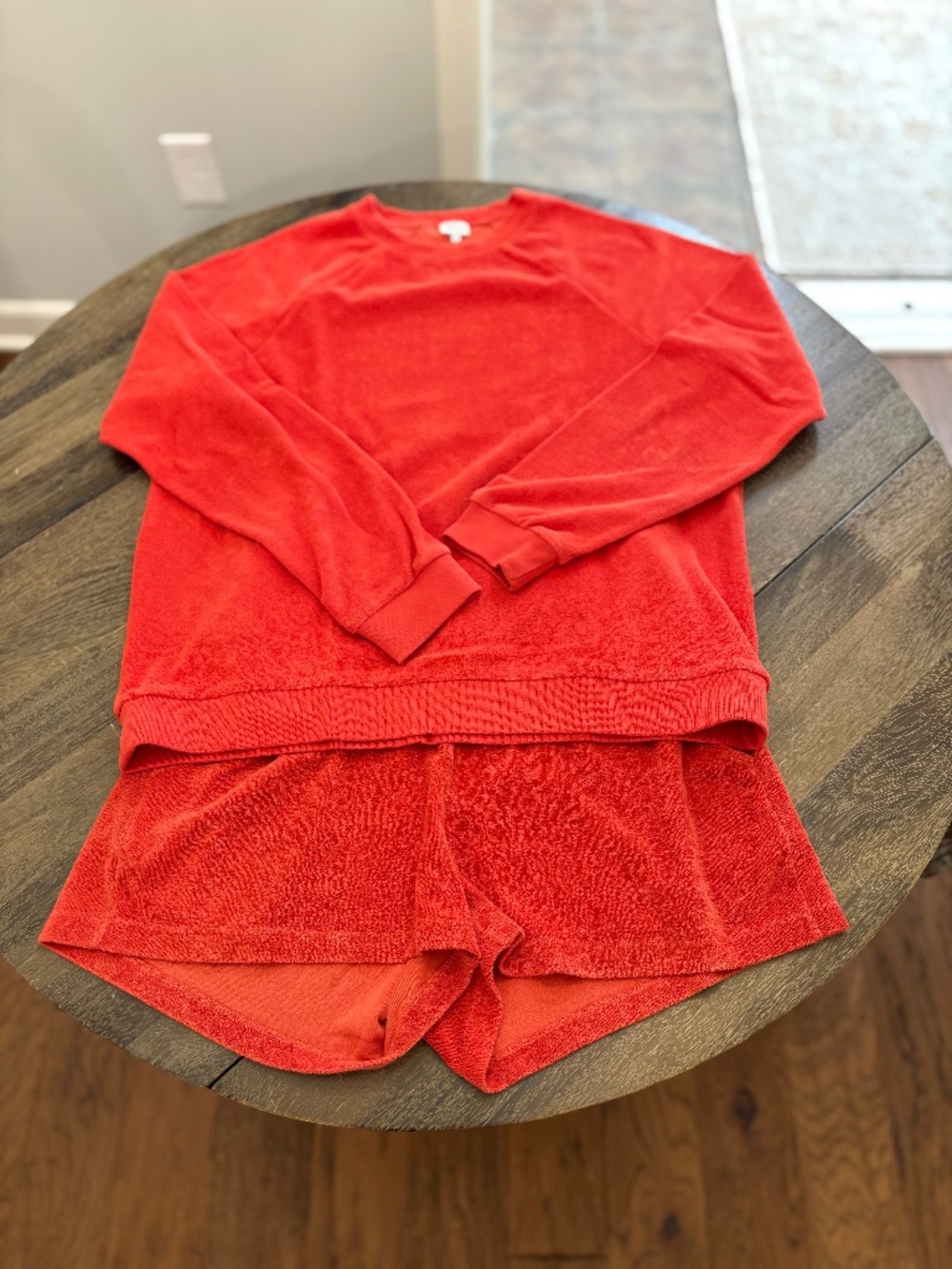 Kule The Terry Franny Sweatshirt and Shorts Set Small Orange